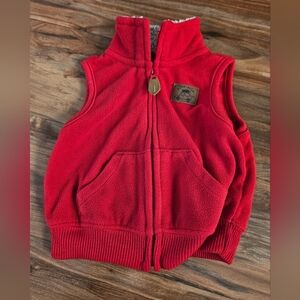 Carters Red Fleece 3 month baby Vest with Logo Patch